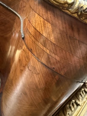 Lot 1108 - A FINE 19TH CENTURY INLAID KINGWOOD AND OROMLU MOUNTED SERPENTINE SHAPED DECANTER BOX