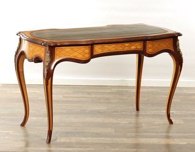 Lot 1486 - A 19TH CENTURY FRENCH SATINWOOD AND MAHOGANY ORMOLU MOUNTED WRITING TABLE