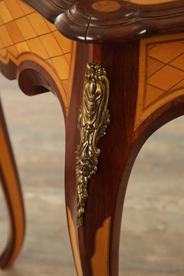 Lot 1486 - A 19TH CENTURY FRENCH SATINWOOD AND MAHOGANY ORMOLU MOUNTED WRITING TABLE