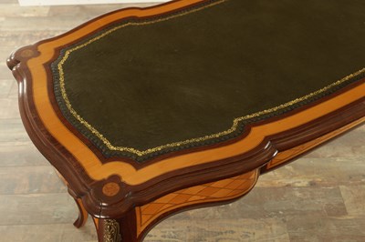 Lot 1486 - A 19TH CENTURY FRENCH SATINWOOD AND MAHOGANY ORMOLU MOUNTED WRITING TABLE