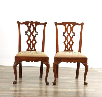 Lot 1637 - A GOOD PAIR OF GEORGE II MAHOGANY SIDE CHAIRS