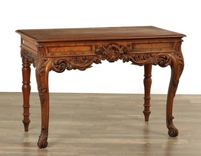 Lot 1566 - A GOOD WILLIAM IV FIGURED MAHOGANY CONSOLE TABLE IN THE MANNER OF TROTTER OF EDINBURGH
