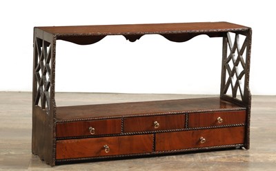 Lot 1568 - A GEORGE III MAHOGANY HANGING BOOKSHELF IN THE MANNER OF THOMAS CHIPPENDALE