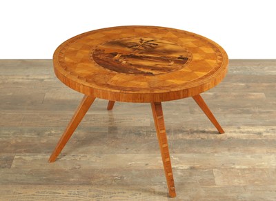 Lot 1584 - AN EARLY 20TH CENTURY MARQUETRY INLAID WALNUT COFFEE TABLE IN THE MANNER OF EMILE GALLE