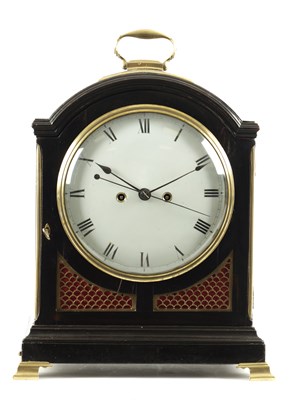 Lot 1342 - A REGENCY PAD TOP DOUBLE FUSEE CENTRE SECONDS EBONISED BRACKET CLOCK