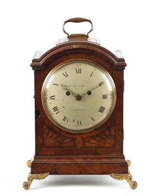 Lot 1259 - WILLIAM BRAMBLE, LONDON. A GOOD QUALITY REGENCY INLAID SATINWOOD BRACKET CLOCK