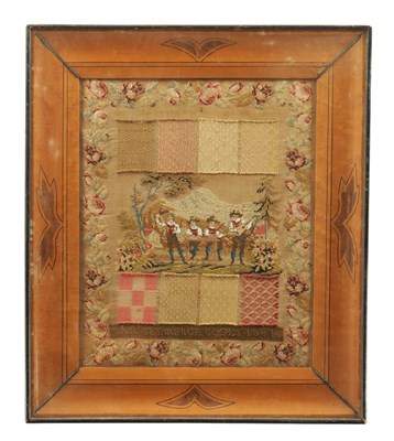 Lot 721 - A MID 19TH CENTURY EUROPEAN DARNING SAMPLER