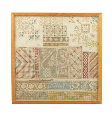 Lot 688 - AN EARLY 19TH CENTURY MEXICAN NEEDLEWORK SAMPLER