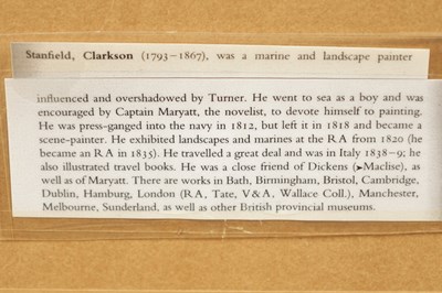Lot 706 - ATT. CLARKSON FREDERICK STANFIELD (BRITISH 1793 - 1867) A 19TH CENTURY WATERCOLOUR WITH ANOTHER ATT. WATERCOLOUR