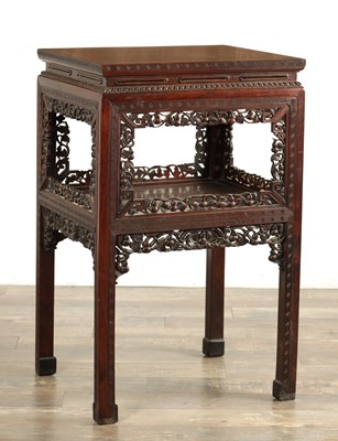 Lot 548 - A 19TH CENTURY CHINESE HARDWOOD JARDINIERE TABLE POSSIBLY HUANGHUALI