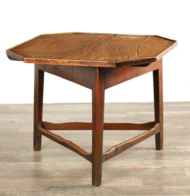 Lot 1531 - AN UNUSUAL 18TH CENTURY PRIMITIVE ELM CRICKET TABLE