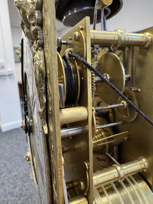 Lot 1328 - FROMANTEEL, AN EARLY 18TH CENTURY AND LATER BURR WALNUT EIGHT-DAY SINGLE FUSEE QUARTER REPEATING TABLE CLOCK