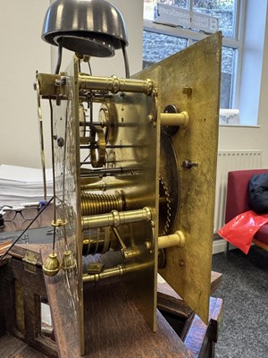 Lot 1328 - FROMANTEEL, AN EARLY 18TH CENTURY AND LATER BURR WALNUT EIGHT-DAY SINGLE FUSEE QUARTER REPEATING TABLE CLOCK