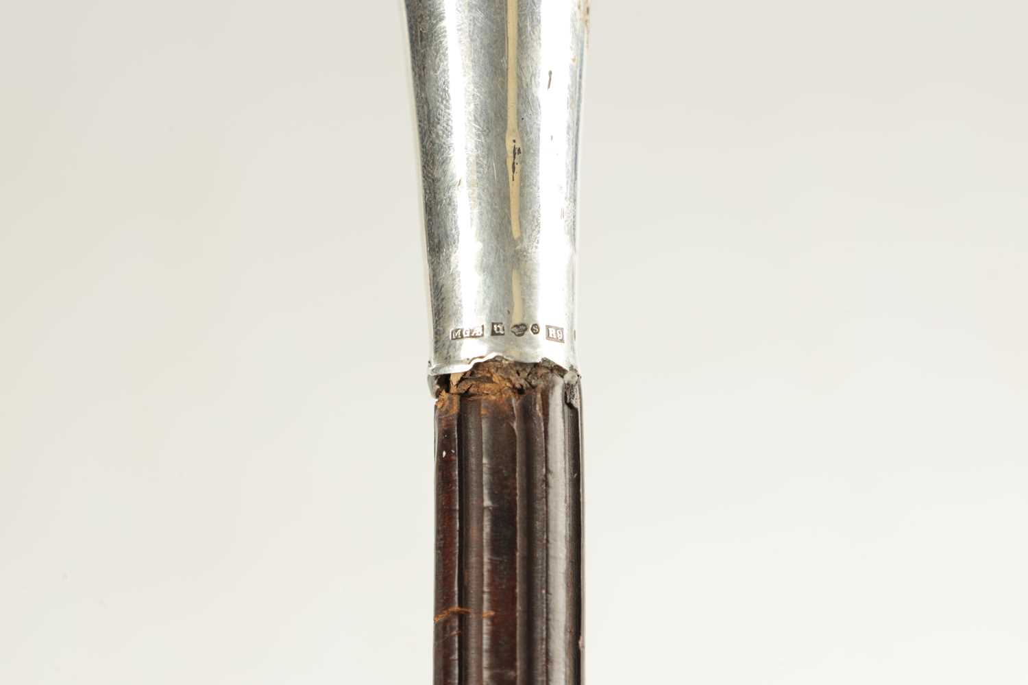 Lot 842 - A MID 19TH CENTURY SWEDISH SILVER HANDLED WALKING STICK