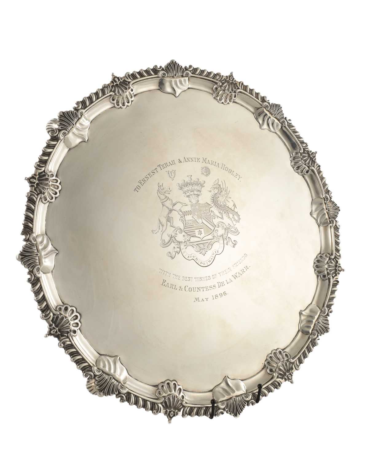 Lot 83 - A LATE 19TH CENTURY LARGE SILVER SALVER