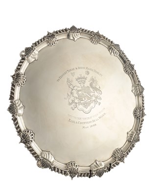 Lot 83 - A LATE 19TH CENTURY LARGE SILVER SALVER