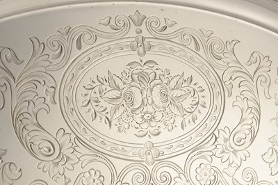 Lot 140 - A LARGE LATE 19TH CENTURY OVAL SILVER TWIN HANDLED TRAY