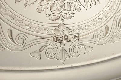 Lot 140 - A LARGE LATE 19TH CENTURY OVAL SILVER TWIN HANDLED TRAY