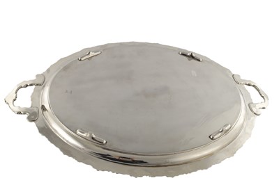 Lot 140 - A LARGE LATE 19TH CENTURY OVAL SILVER TWIN HANDLED TRAY