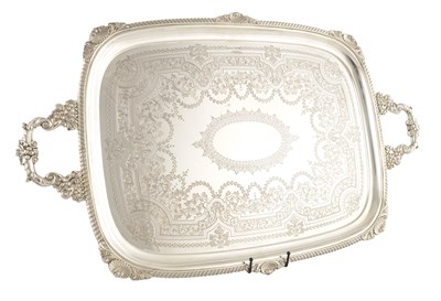 Lot 86 - A LARGE LATE 19TH CENTURY SILVER TWIN HANDLED TRAY
