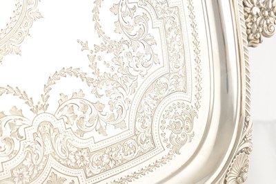 Lot 86 - A LARGE LATE 19TH CENTURY SILVER TWIN HANDLED TRAY