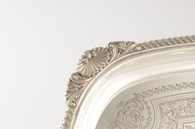 Lot 86 - A LARGE LATE 19TH CENTURY SILVER TWIN HANDLED TRAY