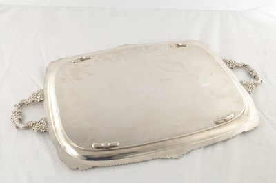 Lot 86 - A LARGE LATE 19TH CENTURY SILVER TWIN HANDLED TRAY
