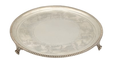 Lot 98 - AN EARLY 19TH CENTURY SILVER SALVER
