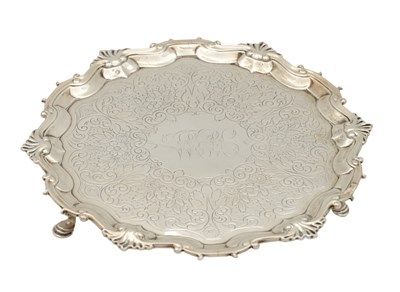 Lot 157 - A MID 18TH CENTURY SILVER SALVER
