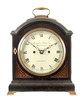 Lot 1402 - PERIGAL & DUTERRAU, LONDON. A REGENCY PAD TOP EBONISED BRACKET CLOCK