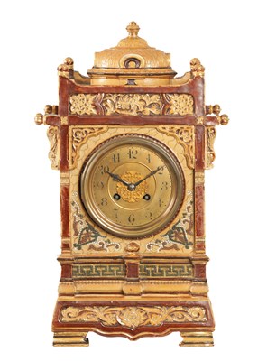 Lot 1290 - A LATE 19TH CENTURY DOULTON LAMBETH MANTEL CLOCK