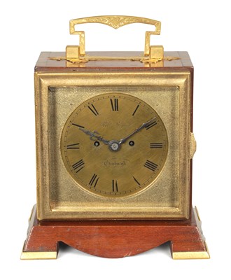 Lot 1340 - ROBERT BRYSON, EDINBURGH. A SMALL LATE 19TH CENTURY DOUBLE FUSEE CARRIAGE TYPE MANTEL CLOCK