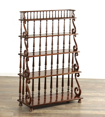 Lot 1481 - A WILLIAM IV ROSEWOOD WATERFALL OPEN BOOKCASE