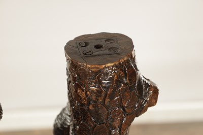 Lot 818 - A RARE 19TH CENTURY CARVED LINDEN WOOD BLACK FOREST STICK STAND FORMED A STANDING DOG
