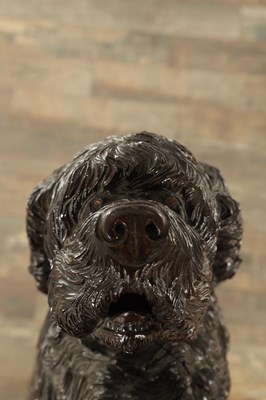Lot 818 - A RARE 19TH CENTURY CARVED LINDEN WOOD BLACK FOREST STICK STAND FORMED A STANDING DOG