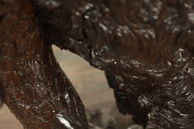 Lot 818 - A RARE 19TH CENTURY CARVED LINDEN WOOD BLACK FOREST STICK STAND FORMED A STANDING DOG