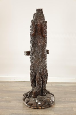Lot 818 - A RARE 19TH CENTURY CARVED LINDEN WOOD BLACK FOREST STICK STAND FORMED A STANDING DOG