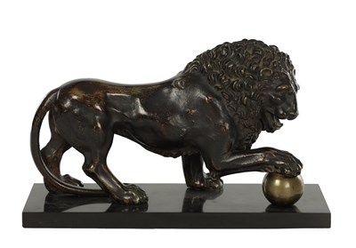 Lot 1044 - A 19TH CENTURY GRAND TOUR BRONZE SCULPTURE OF A MEDICI LION