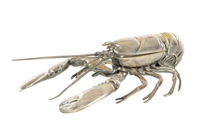 Lot 906 - A 20TH CENTURY SILVERED BRONZE INKWELL FORMED AS A LOBSTER