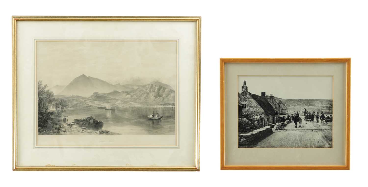 Lot 727 - A 19TH/20TH CENTURY LITHOGRAPH OF CONISTON WATER WITH A FRANK MEADOW SUTCLIFFE (1853 - 1941) PHOTOGRAPH