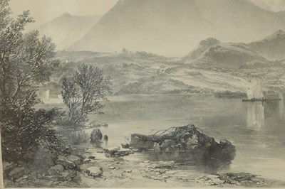 Lot 727 - A 19TH/20TH CENTURY LITHOGRAPH OF CONISTON WATER WITH A FRANK MEADOW SUTCLIFFE (1853 - 1941) PHOTOGRAPH