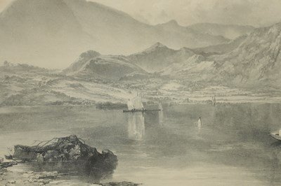 Lot 727 - A 19TH/20TH CENTURY LITHOGRAPH OF CONISTON WATER WITH A FRANK MEADOW SUTCLIFFE (1853 - 1941) PHOTOGRAPH