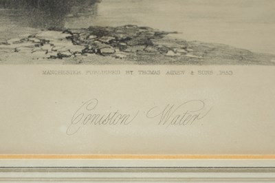 Lot 727 - A 19TH/20TH CENTURY LITHOGRAPH OF CONISTON WATER WITH A FRANK MEADOW SUTCLIFFE (1853 - 1941) PHOTOGRAPH