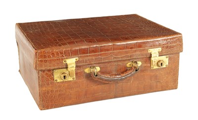 Lot 977 - A 19TH CENTURY CROCODILE LEATHER CASE