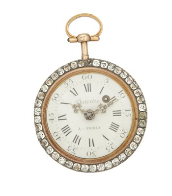 Lot 1229 - DUTERTE, PARIS. A LATE 18TH CENTURY 18CT GOLD AND ENAMEL VERGE POCKET WATCH