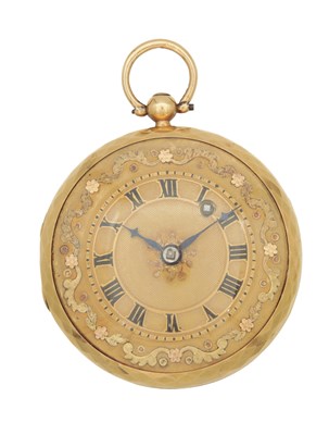 Lot 1221 - BORDIER FRERES, GENEVA. AN EARLY 19TH CENTURY 18CT GOLD AND ENAMEL CASE VERGE POCKET WATCH