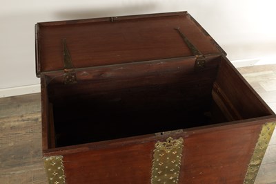Lot 1625 - A GEORGE II MAHOGANY AND BRASS BOUND SILVER CHEST