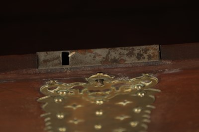 Lot 1625 - A GEORGE II MAHOGANY AND BRASS BOUND SILVER CHEST