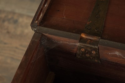Lot 1625 - A GEORGE II MAHOGANY AND BRASS BOUND SILVER CHEST