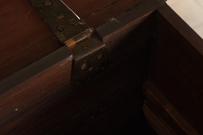 Lot 1625 - A GEORGE II MAHOGANY AND BRASS BOUND SILVER CHEST